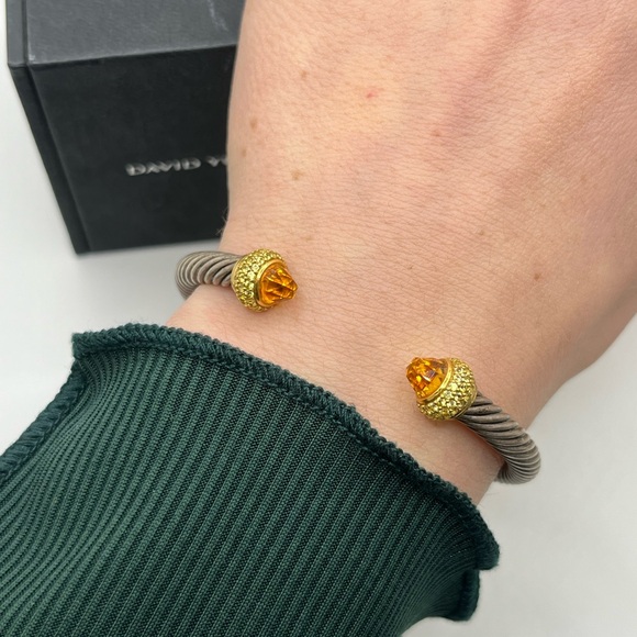 David Yurman 18K Gold & Sterling Citrine Yellow Sapphire Cuff Bracelet *Rare* - Picture 7 of 7